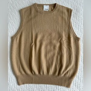 Allude Beige Cashmere Sleeveless Sweater Size M
